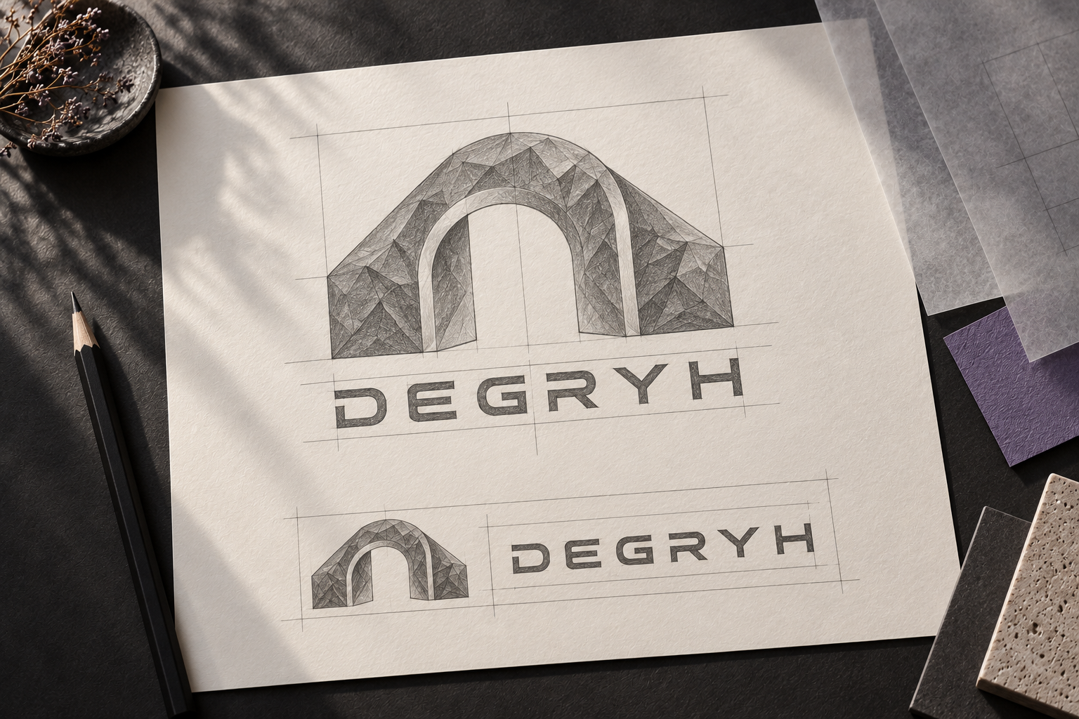 Estudio ilustrativo de la relación entre el portal y las letras DEGRYH