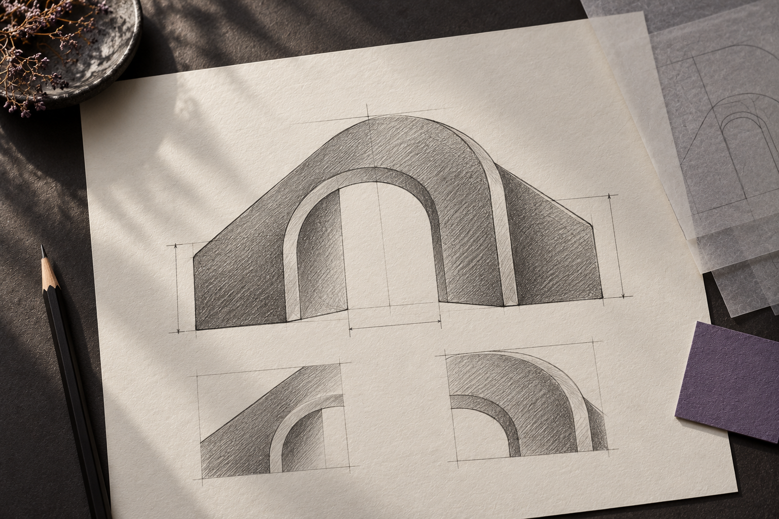 Estudio ilustrativo de proporciones del portal de Degryh