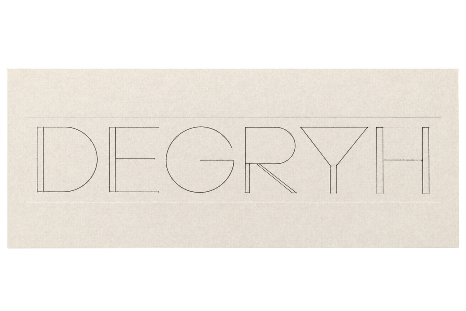 Exploración ilustrativa de letras anchas y angulares para el nombre DEGRYH
