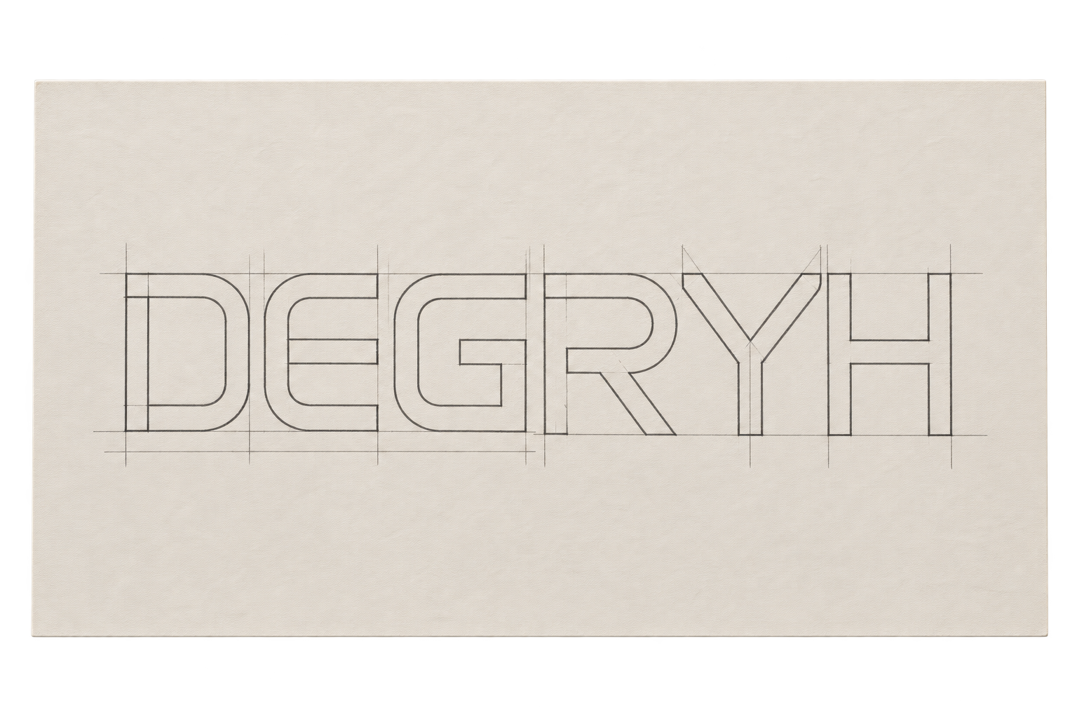 Exploración ilustrativa de letras geométricas compactas para el nombre DEGRYH
