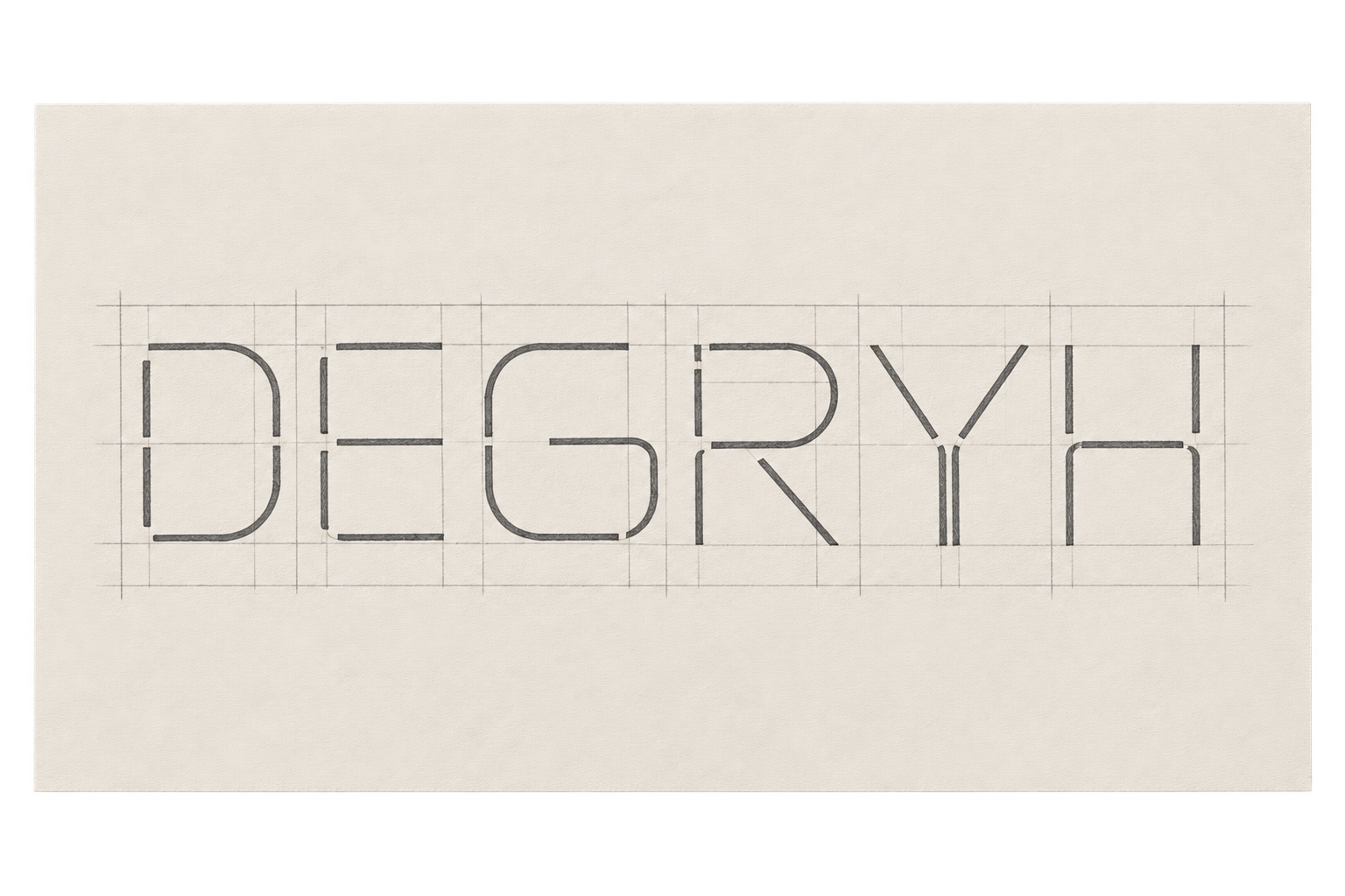 Exploración ilustrativa de letras modulares para el nombre DEGRYH