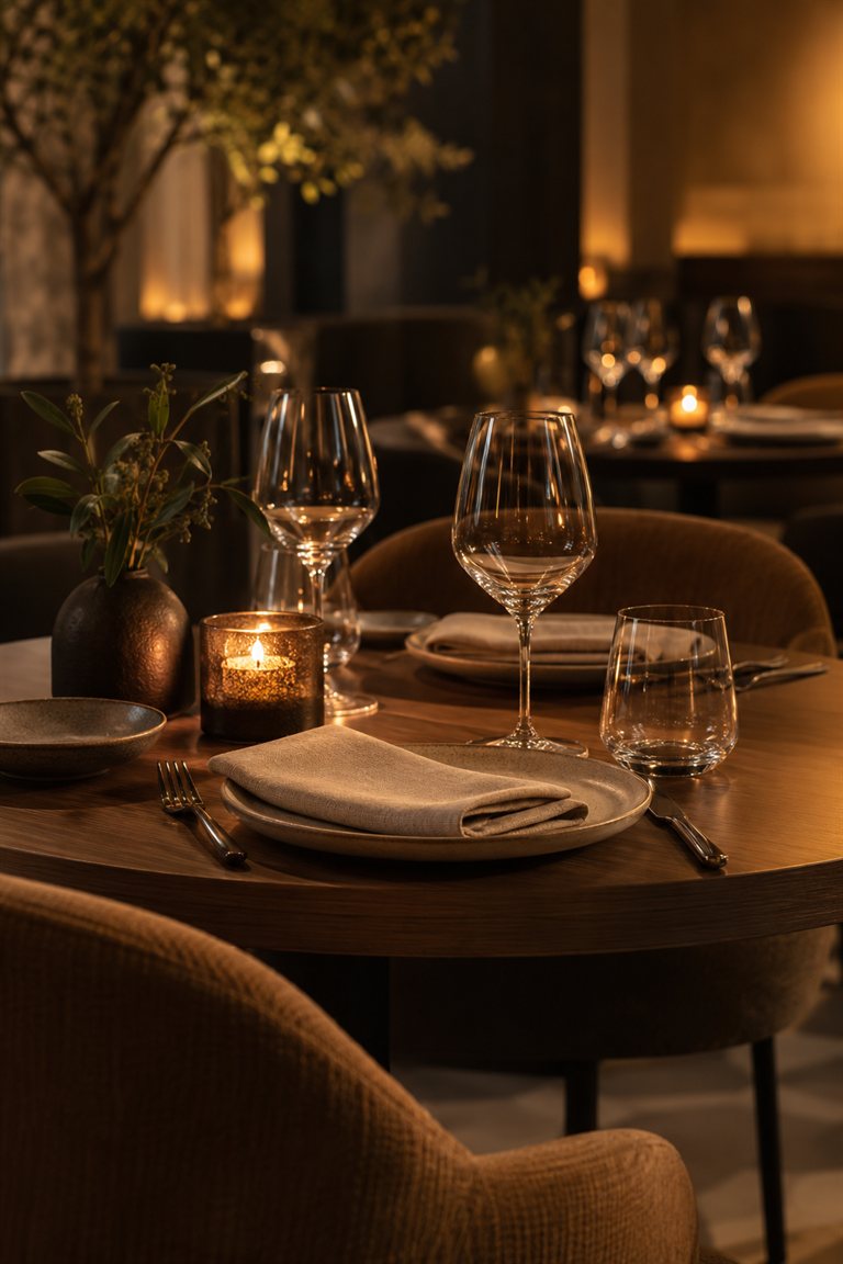 Escena ilustrativa: mesa de restaurante preparada